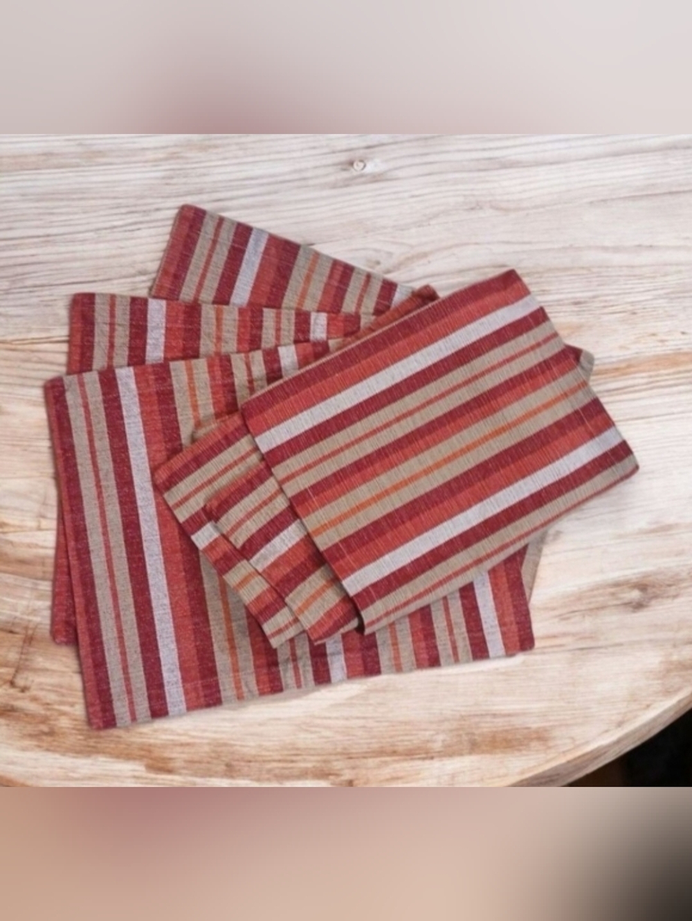 Set Of Six Striped Placemats